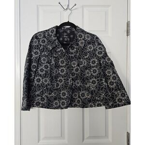 Style & Co Womans Petite Blazer Size 10P Black with white Designs